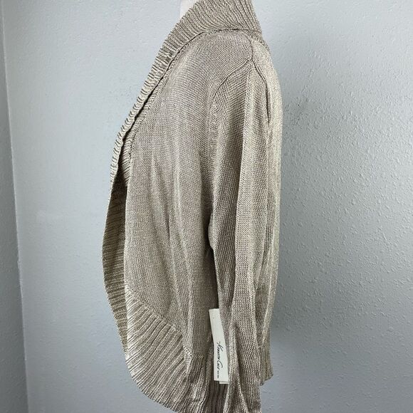 NWT Kenneth Cole Womens Gold Cardigan Sweater Size L - Picture 3 of 8